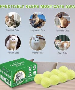 Cat Repellent Outdoor & Indoor, Natural Cat Deterrent Balls with Essential Oils to Help Keep Cats Off Yard, Garden, Lawn, Plants, Furniture & Trash Can Areas, Long-Lasting...