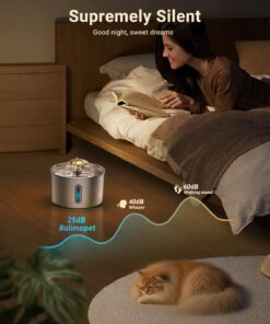 Cat Water Fountain Stainless Steel - 74oz/2.2L Automatic Large Pet Watering Bowl Dispenser for Indoor Dogs - Drinking Fountains with 3 Filter, Gifts for Cats and Kitty - Dog...