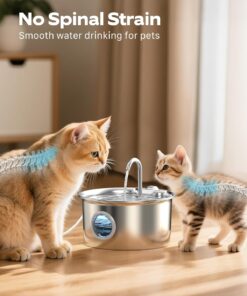Cat Water Fountain Stainless Steel: Cat Fountain for Drinking - 88oz/2.6L Pet Water Fountain for Cats Indoor - Quiet Cats Water Bowl Dispenser - Pets Feeding & Watering Supplies...