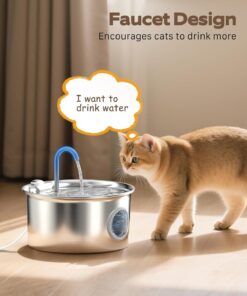 Cat Water Fountain Stainless Steel: Cat Fountain for Drinking - 88oz/2.6L Pet Water Fountain for Cats Indoor - Quiet Cats Water Bowl Dispenser - Pets Feeding & Watering Supplies...