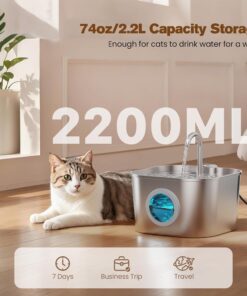 Cat Water Fountain Stainless Steel: Pet Fountains for Cats/Dog Indoor Automatic Waterer Bowls for Drinking Small Animal Water Dispenser Metal Pets Watering Faucet Bottle Auto...