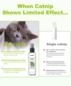 Catnip Spray for Cats, Highly Potent for Energizing Play & Toy Renewal, Calming Stress Relief for Indoor Cats, 100% Natural Dual-Plant Formula for Cats & Kittens, Mess-Free...