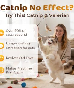 Catnip Spray for Cats with Valerian,Double Plant-Power Loved by 90% of Cats,Extra-Strength Attractant to Refresh Toys & Supercharge Playtime,100% Natural, No-Stain Mist-2oz