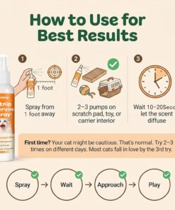 Catnip Spray with Silvervine,100% Natural Dual-Plant Formula,Loved by 9 Out of 10 Cats, Renews Old Toys & Encourages Positive Scratching, Indoor & Outdoor Use – 2 oz