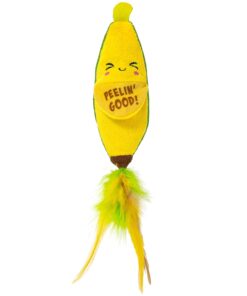 Catstages Hotdog Kicker Toy with Catnip and Dental Mesh, Hot Dog Shape, Plush and Feather Cat Toy for Kicking, Tossing, and Teeth Cleaning, Brown