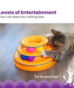 Catstages Tower of Tracks Cat Toy – 3-Level Track Tower with 6 Balls, Interactive Cat Toy for Indoor Enrichment
