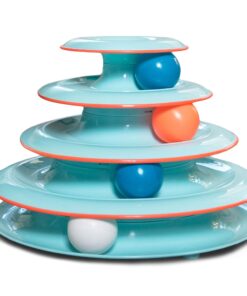 Catstages Tower of Tracks Cat Toy – 3-Level Track Tower with 6 Balls, Interactive Cat Toy for Indoor Enrichment