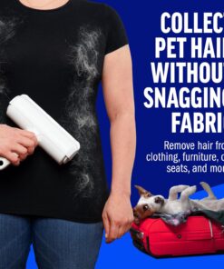 ChomChom Roller Pet Hair Remover – Original Size Reusable Lint Roller for Cat & Dog Hair on Furniture, Couch, Carpet, Car, Rugs & Bedding – Portable, Eco-Friendly (White)