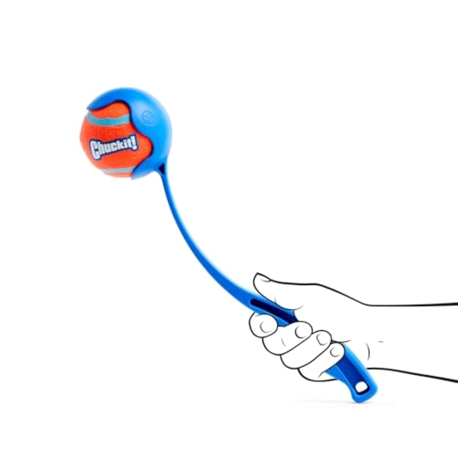 Chuckit! Dog Ball Launcher 12M Sport with 12" Handle Length for Medium 2.5" Dog Balls For Dogs 20-60 lb, Plastic Pet Fetch Ball Thrower, Perfect for Kids, Made in USA, Blue