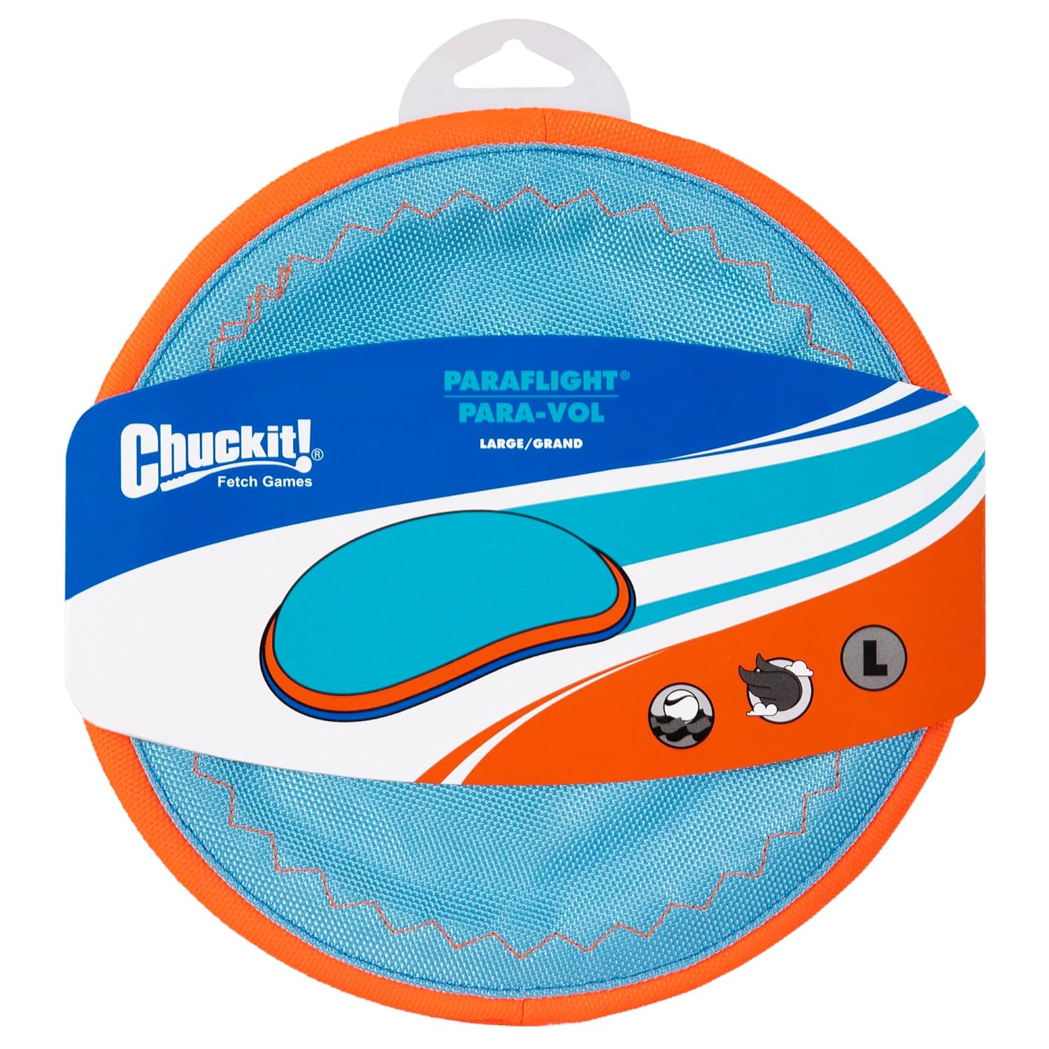 Chuckit! Paraflight Flying Disc Dog Toy - Water Floating Flyer - Durable Nylon Construction with Soft Rubber Edges - For Medium and Large Dogs - Size Large - 9.75" L x 9.75" W -...