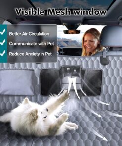 Chumajor Back Seat Extender for Dogs-Supports 400lb,Waterproof Dog Car Seat Cover Hard Bottom-Detachable,600D Heavy Duty Scratch Proof Nonslip Soft,Dog Hammock for Car,SUVs-Grey