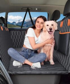 Chumajor Back Seat Extender for Dogs-Supports 400lb,Waterproof Dog Car Seat Cover Hard Bottom-Detachable,600D Heavy Duty Scratch Proof Nonslip Soft,Dog Hammock for Car,SUVs-Grey
