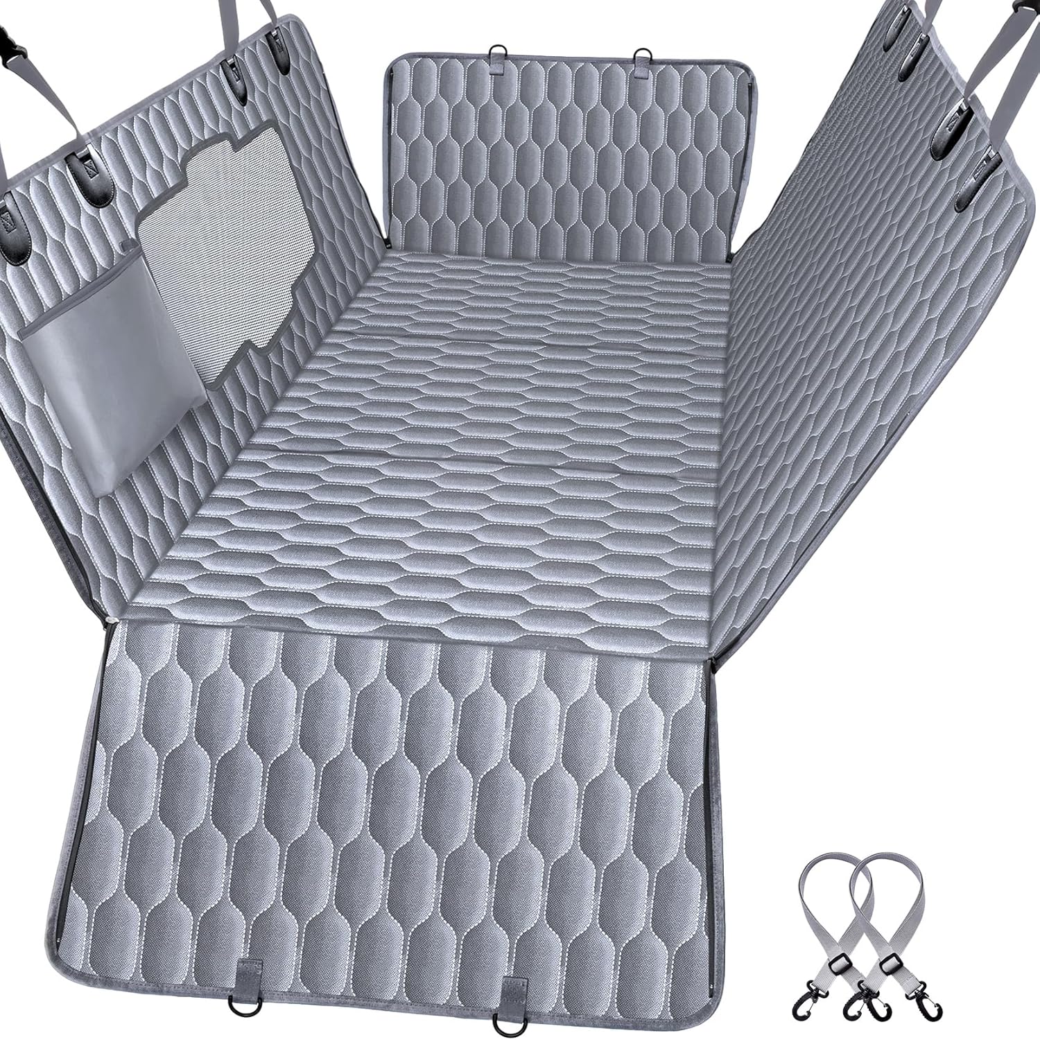 Chumajor Back Seat Extender for Dogs-Supports 400lb,Waterproof Dog Car Seat Cover Hard Bottom-Detachable,600D Heavy Duty Scratch Proof Nonslip Soft,Dog Hammock for Car,SUVs