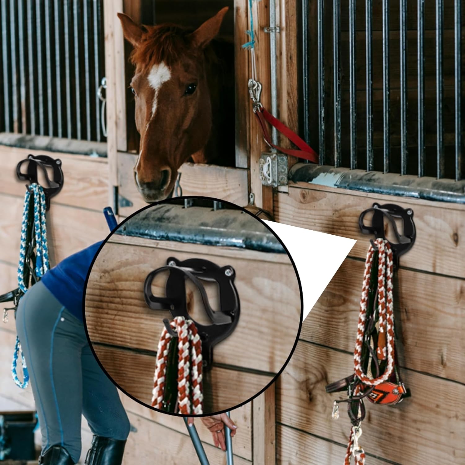Cididu 12 Counts Horse Bridle Rack, Metal Bridle Hooks Bracket, Bridle Holder Wall Mount with Tubes and Screw, Horse Tack Harness Storage Halter Hanger for Tack Room Horse Barn...