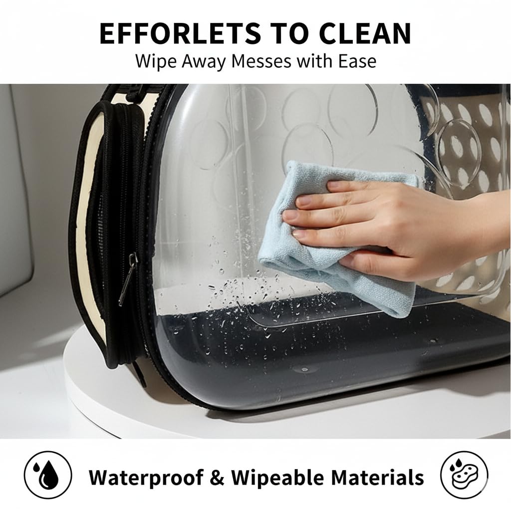 Clear Cat Carrier Bag, Transparent Bubble Pet Travel Shoulder Bag for Small Dogs & Cats up to 11 lbs, Foldable Breathable Portable Handbag for Vet Visits, Travel, Outdoors