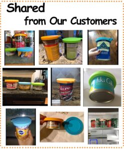 Comtim Pet Food Can Cover Silicone Can Lids for Dog and Cat Food(Universal Size,One fit 3 Standard Size Food Cans),Blue and Green