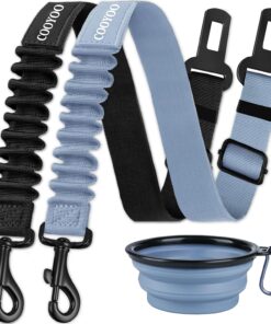 COOYOO Dog Seat Belt, Durability Retractable Dog Car Harness Adjustable Dog Seat Belt for Vehicle Nylon Pet Safety Seat Belts Heavy Duty & Elastic (1 Pack Black)