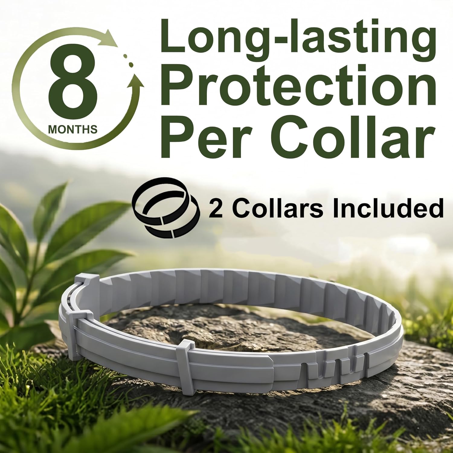 Craveit Dog Flea Collar, 2 Pack Flea Collar for Dogs Large, Gentle Plant-Based Tick Repellent for Large Dog, Waterproof & Adjustable, 8-Month Long-Lasting Defense