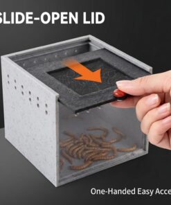 Cricket Keeper - Escape-Proof Insect Habitat Container for Dubia Cockroaches, Tarantulas, Spiders and Breadworms - Ventilated Bug Cage with Feeding Bowl (No Assembly Needed) (Grey)