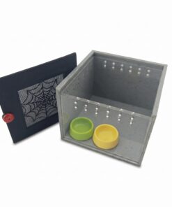 Cricket Keeper - Escape-Proof Insect Habitat Container for Dubia Cockroaches, Tarantulas, Spiders and Breadworms - Ventilated Bug Cage with Feeding Bowl (No Assembly Needed) (Grey)
