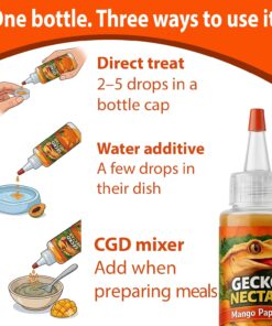 CTWPets Gecko Treat – Liquid Fruit Nectar Drops for Crested Gecko, Day Gecko & Gargoyle Gecko | Treat, Water Additive & CGD Mixer (2oz, Mango Papaya)