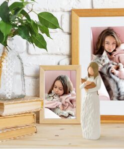 Cuayaes Cat Memorial Gifts, Orange Cat Figurines Loss of Cat Sympathy Gift for Cat Mom, Friendship Guardian Angel Statue Cat Remembrance Gifts for Women Cat Lovers