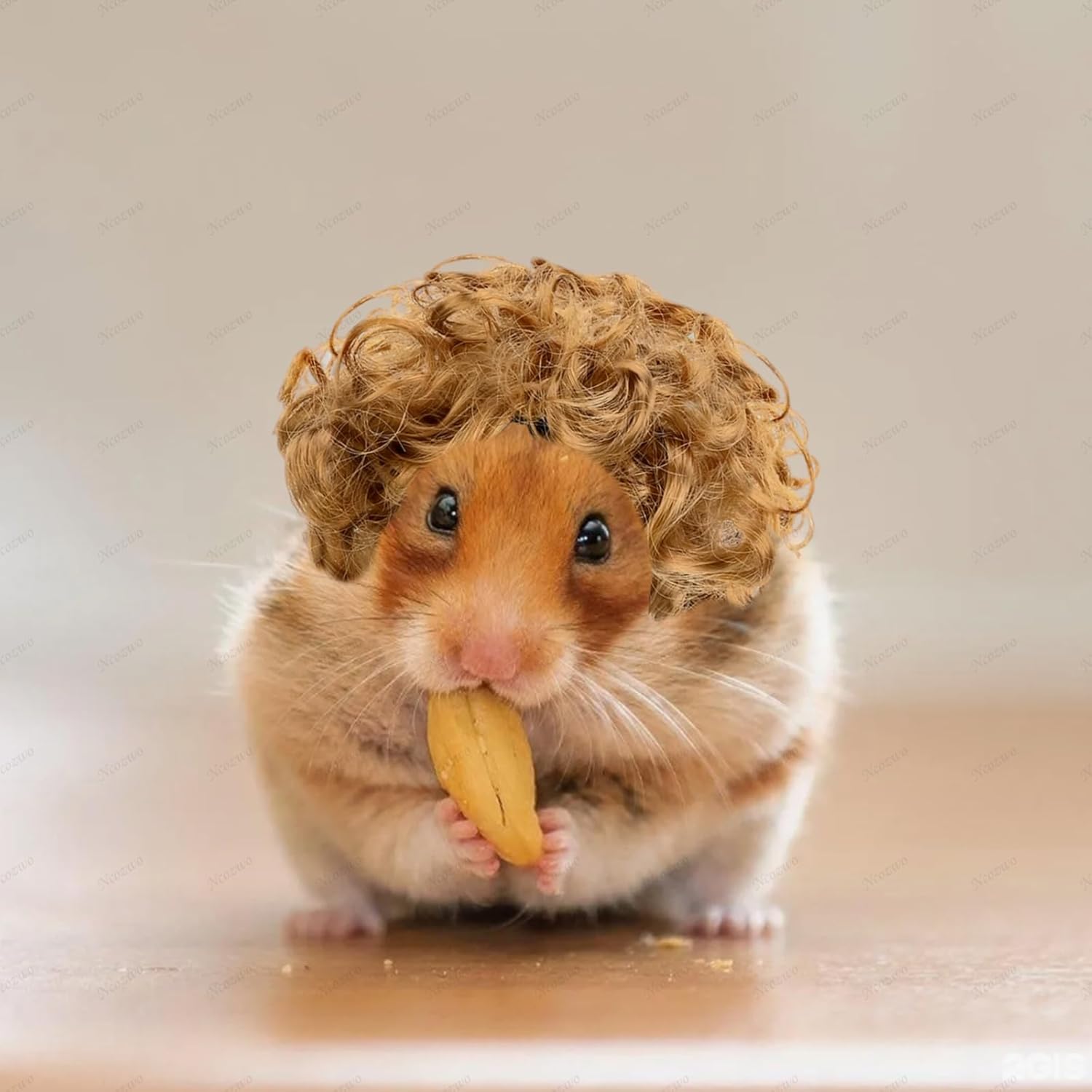 Cute Funny Brown Big Goose Curly Hair Exploding Head Wigs Chook Hamster Wig Porch Goose Synthetic Wig for Lawn Garden Outdoor Decor Pet Accessories for Halloween Christmas Eve...
