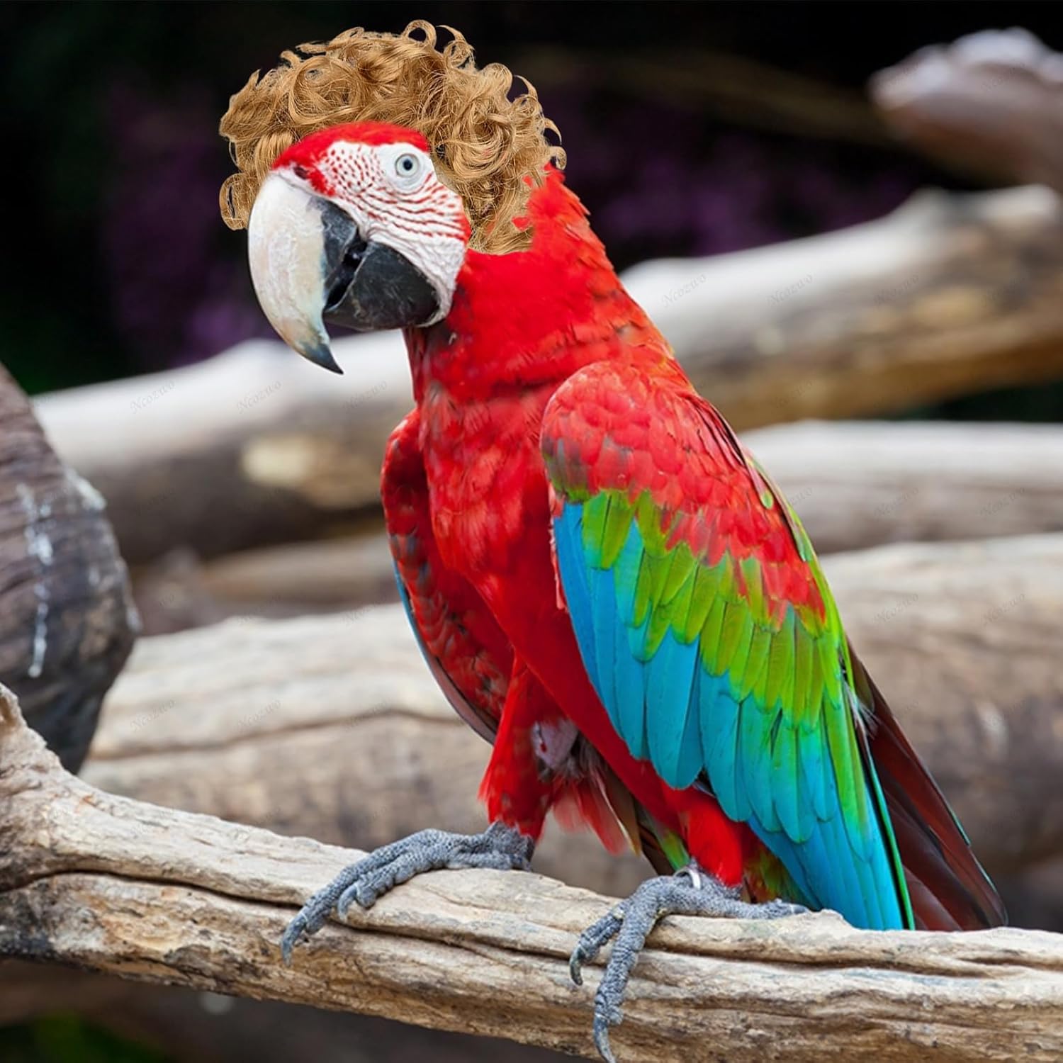 Cute Funny Brown Big Goose Curly Hair Exploding Head Wigs Chook Hamster Wig Porch Goose Synthetic Wig for Lawn Garden Outdoor Decor Pet Accessories for Halloween Christmas Eve...