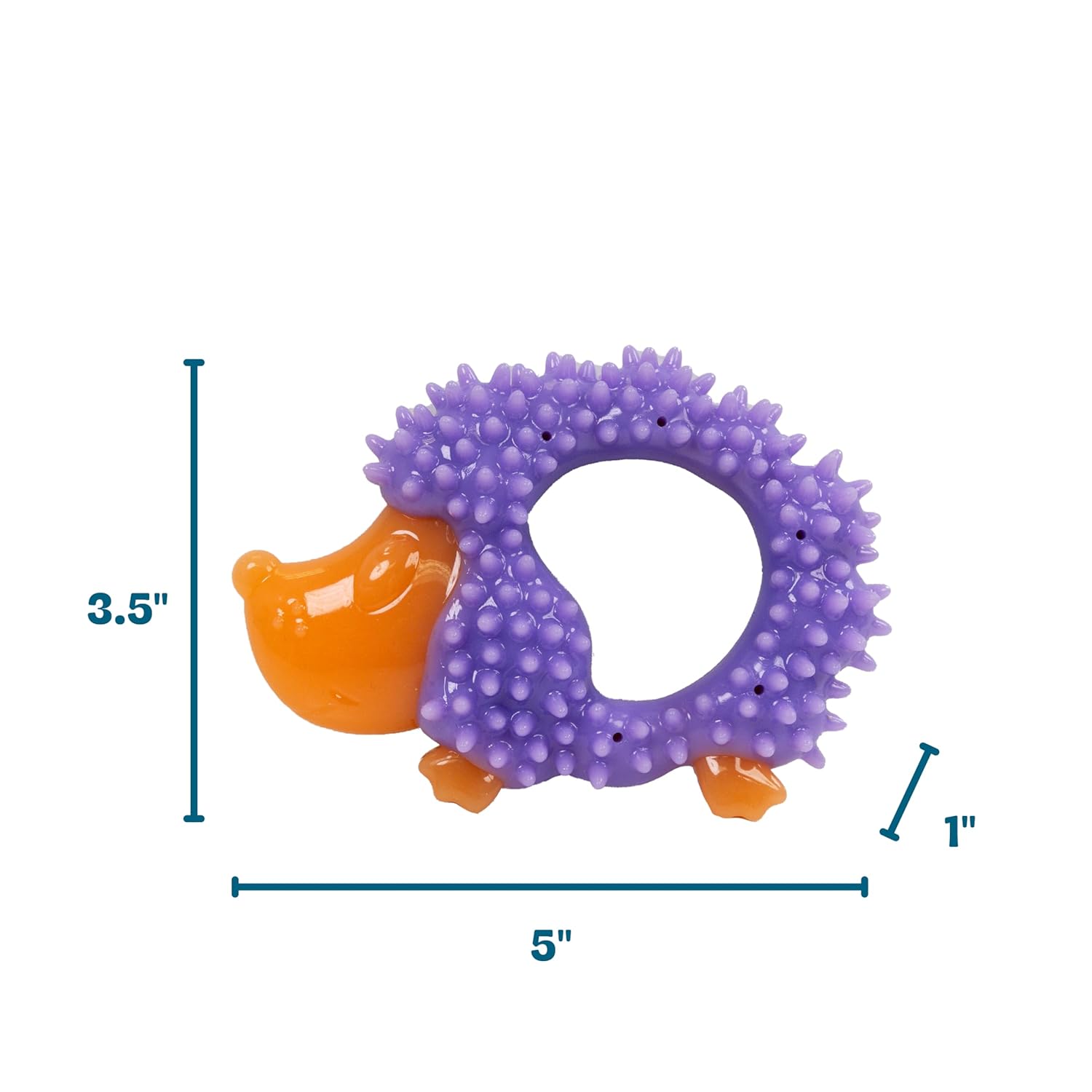 Cutie Chewies Hedgehog Dental Dog Chew Toy — Multi-Textured, Massages Gums, Floats & Bounces for Teething Puppies & Small Dogs, 5" x 3.5" x 1"