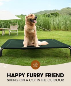Czpalo Elevated Dog Bed, Raised Outdoor Pet Bed for Large Sized Dog, Portable Cooling Pet Cot with Breathable & Washable Mesh, Indoor & Outdoor Pet Hammock with Skid-Resistant...