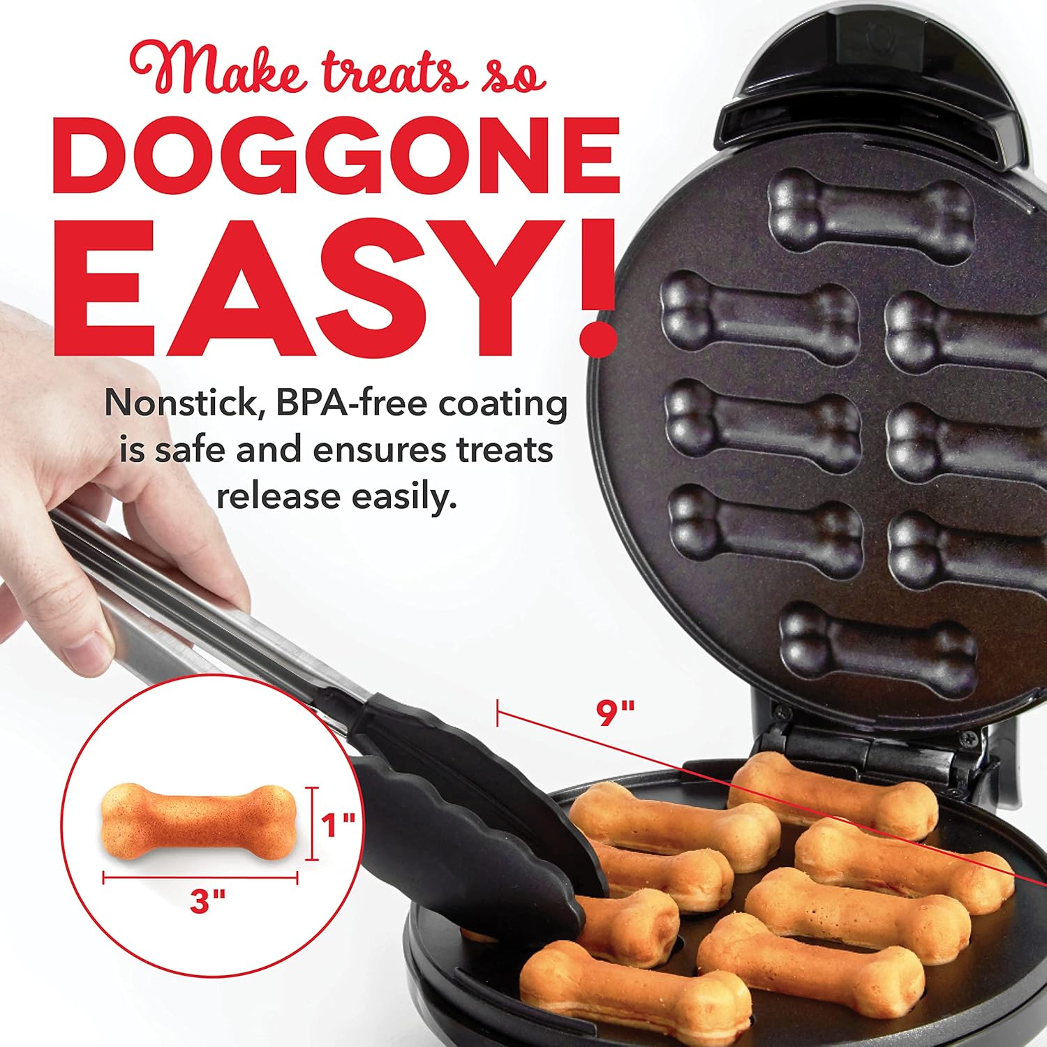 Dash Express Dog Treat Maker - DIY Bone-Shaped Treats - Personalized Dog Gifts - Easy to Clean - 8 Bones, White
