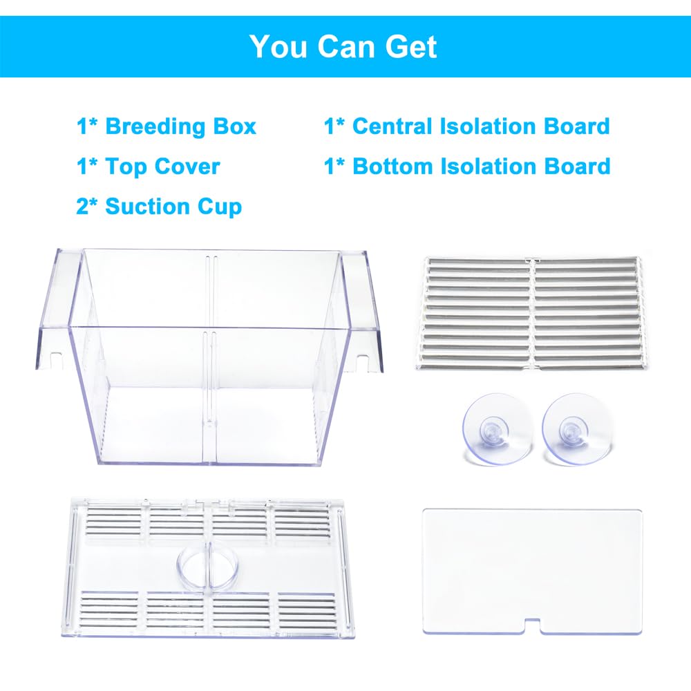 DaToo Fish Breeding Box Aquarium Holding Tank Transparent Fish Isolation Box Acclimation Hatchery Incubator Breeder for Betta Shrimp Clownfish Guppy