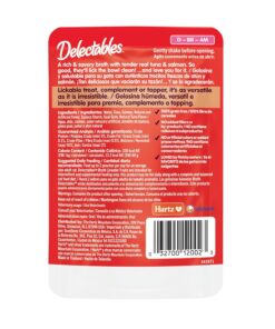 Delectables Lickable Treat Savory Broths Wet Cat Treat with Real Tuna & Salmon, Food Topper, Hydrating, Grain-Free, No Fillers, No By-Products, No Added Preservatives, 1.4oz...