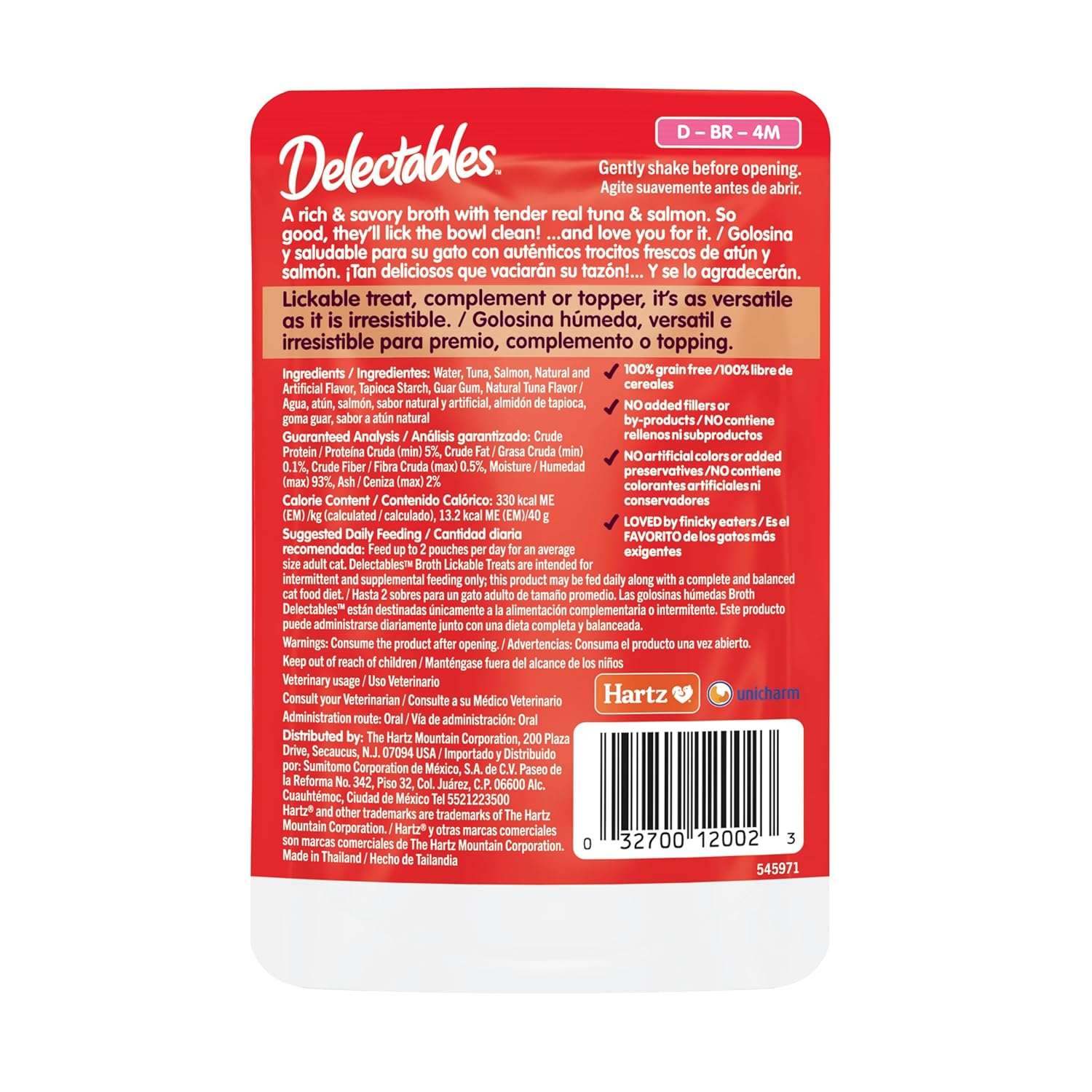 Delectables Lickable Treat Savory Broths Wet Cat Treat with Real Tuna & Salmon, Food Topper, Hydrating, Grain-Free, No Fillers, No By-Products, No Added Preservatives, 1.4oz...