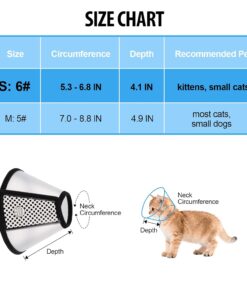 Depets Adjustable Recovery Pet Cone E-Collar for Cats Kittens Rabbits, Plastic Elizabeth Protective Collar Wound Healing Practical Neck Cover, Neck Girth 6.1 in