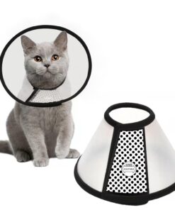 Depets Adjustable Recovery Pet Cone E-Collar for Cats Kittens Rabbits, Plastic Elizabeth Protective Collar Wound Healing Practical Neck Cover, Neck Girth 6.1 in
