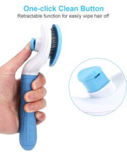 Depets Self Cleaning Slicker Brush, Dog Cat Bunny Pet Grooming Shedding Brush - Easy to Remove Loose Undercoat, Pet Massaging Tool Suitable for Pets with Long or Short Hair