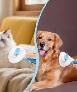 Depets Self Cleaning Slicker Brush, Dog Cat Bunny Pet Grooming Shedding Brush - Easy to Remove Loose Undercoat, Pet Massaging Tool Suitable for Pets with Long or Short Hair