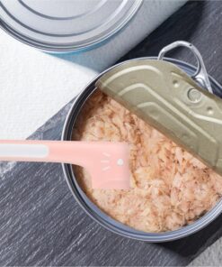 Dimeho 6 Pcs Pet Food Can Spoon Set - Square Head Design, Long Handle - Cat & Dog Food Canned Wet Pet Food Spoons - 6 Count - Pink, Grey, Green