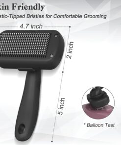 Dipoo Self Cleaning Shedding Brush - Skin Friendly Grooming Tool for Dogs, Cats, and Puppies, Deshedding and Hair Removal for Long and Short Haired Pets, Black