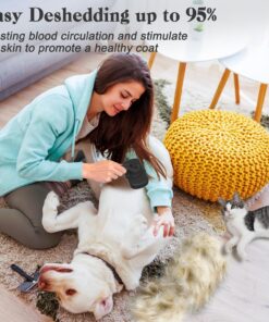 Dipoo Self Cleaning Shedding Brush - Skin Friendly Grooming Tool for Dogs, Cats, and Puppies, Deshedding and Hair Removal for Long and Short Haired Pets, Black