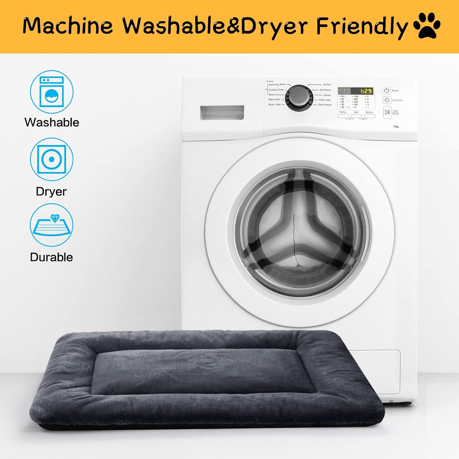 Dog Beds Crate Pad for Extra Small Dogs Ultra Soft Dog Crate Bed Washable & Anti-Slip Kennel Pad for Dogs Cozy Sleeping Mat, Dark Gray 22inch