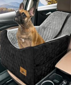 Dog Car Seat for Small/Medium Dogs, Memory Foam Dog Booster Seat, Travel Safety Per Car Seat with Washable Removable Cover, Storage Pockets for Dogs up to 35 lbs(Gray)