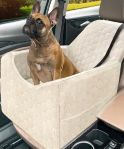 Dog Car Seat for Small/Medium Dogs, Memory Foam Dog Booster Seat, Travel Safety Per Car Seat with Washable Removable Cover, Storage Pockets for Dogs up to 35 lbs(Gray)