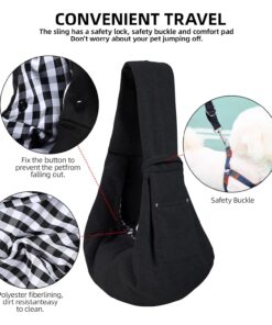 Dog Carrier Sling - Reversible Puppy Carrier Purse with Storage Pocket, Hand-Free Dog Sling Carrier for Carry Small Dogs and Cats, Travel Safety Harness, Dog and Cat Harness(Black)