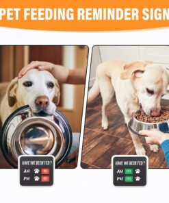 Dog Feeding Reminder Sign with Magnet, Pet Feed Tracker with Have We Been Fed, Acrylic Dog Paw Slider Sign for Fridge, AM PM Feed Sign with Yes No Option, Black with 2 Stickers,...