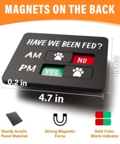 Dog Feeding Reminder Sign with Magnet, Pet Feed Tracker with Have We Been Fed, Acrylic Dog Paw Slider Sign for Fridge, AM PM Feed Sign with Yes No Option, Black with 2 Stickers,...