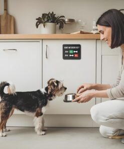 Dog Feeding Reminder Sign with Magnet, Pet Feed Tracker with Have We Been Fed, Acrylic Dog Paw Slider Sign for Fridge, AM PM Feed Sign with Yes No Option, Black with 2 Stickers,...