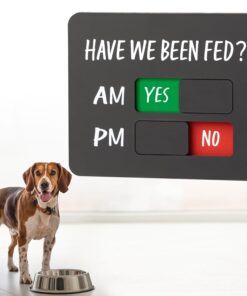 Dog Feeding Reminder Sign with Magnet, Pet Feed Tracker with Have We Been Fed, Acrylic Dog Paw Slider Sign for Fridge, AM PM Feed Sign with Yes No Option, Black with 2 Stickers,...