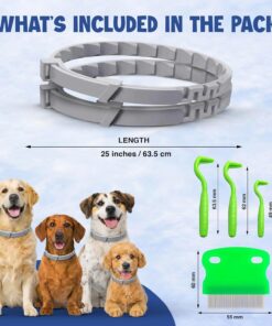 Dog Flea and Tick Collar (2 Pack) – Natural Waterproof Flea Collar for Dogs & Puppies with 8 Month Protection Adjustable Dog Flea Collar Includes Tick Removal Tools & Flea Comb